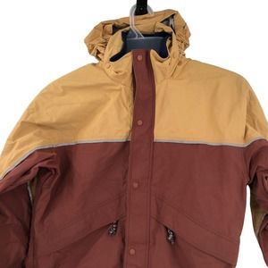 VTG Patagonia Youth Fleece Soft Shell Beige Burgundy Hooded Jacket Sz 10